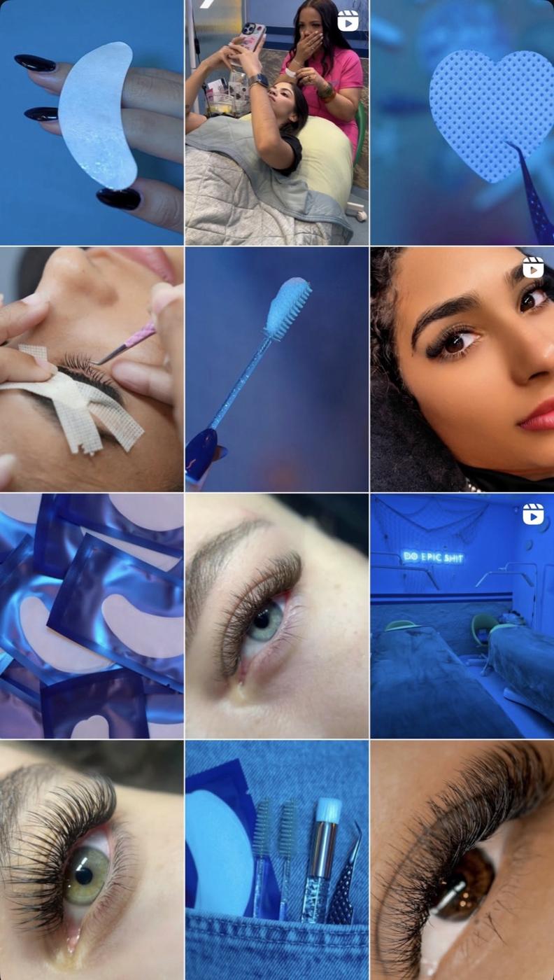 Feed de Instagram para una marca de belleza y pestañas