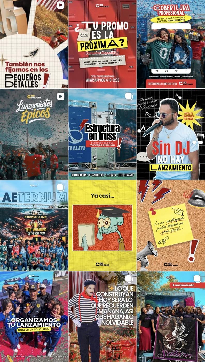 Feed de Instagram para una productora de eventos